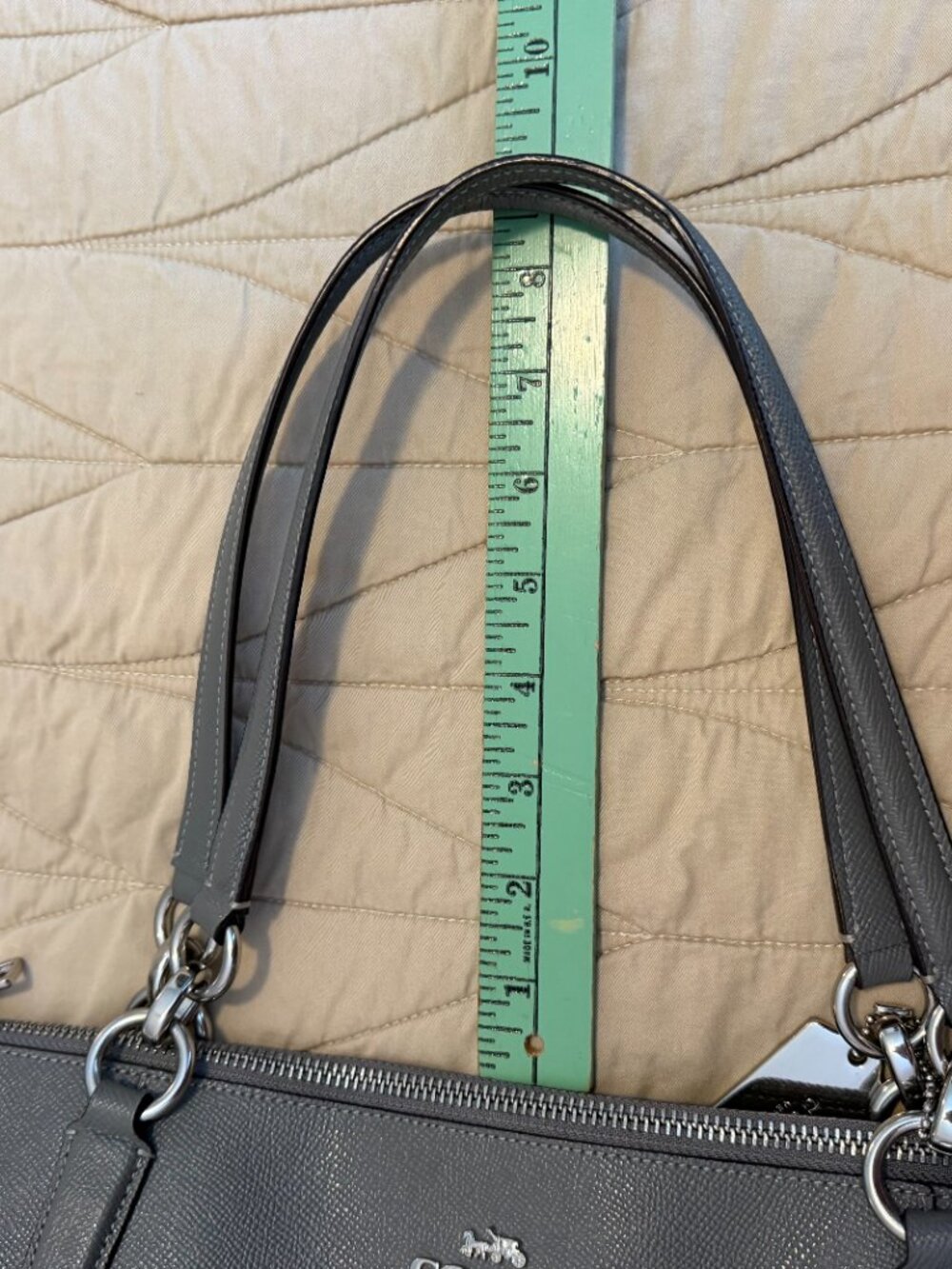COACH Crossgrain Leather Ava Shoulder Tote Heather Gray w/Hangtag F57526 - Picture 2 of 12